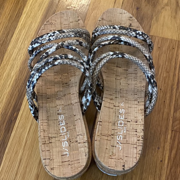 J/Slides NYC Women’s Green Snakeskin Platform Sandals Size 7 - Picture 5 of 11